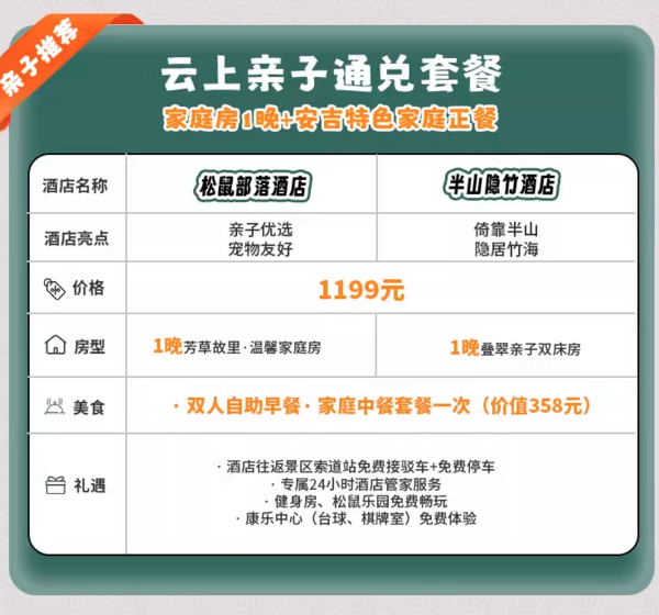 四店联促！2日畅玩！夏季比冬季更好玩！安吉云上草原4店1-2晚套餐（含双早+可选双人晚餐/下午茶1次+X权益）