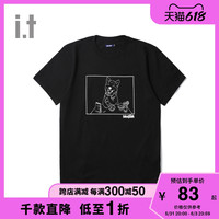 it BLOCKAIT男装短袖T恤春夏潮流简单线条图案00014XE