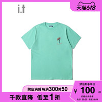 it BLOCKAIT情侣款圆领短袖T恤夏季简约休闲潮流蘑菇印花00267XG