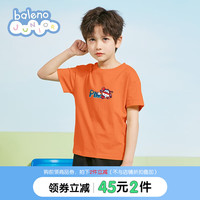 Baleno Junior班尼路童装2023春夏新款男女童卡通印花中性T恤儿童 086Q鲜橙色 120cm