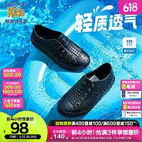 Skechers斯凯奇儿童洞洞鞋2023新款疏水防滑纯色夏季男女童一脚蹬308450L 男童/全黑色/BBK 33.5码