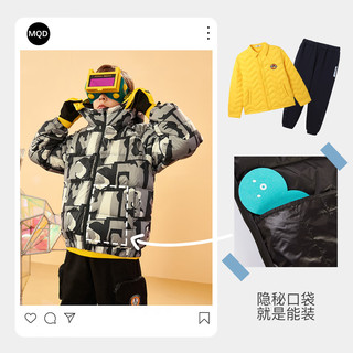 马骑顿 MQD童装男女童轻薄羽绒服冬新款儿童满版保暖羽绒外套 黑色 140cm