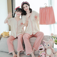 李小姐 母女睡衣短袖薄款夏季女童女孩家居服亲子大童居家服三件套夏天 LDR2022粉兔(三件套) 140cm(16码 建议身高135-145)