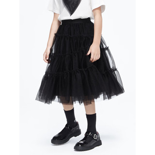 little MO&Co.little moco童装23春装新款女童甜酷网纱半身裙子短裙KBC1SKT011 黑色 130/56