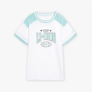 LI-NING 李宁 蓝球系列 男童短袖T恤 YTST13 标准白 170码