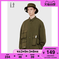 it :CHOCOOLATE男装工装衬衫春季潮流日系长袖翻领8228XS
