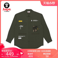 Aape男装春夏硅胶猿颜字母印花口袋拼接衬衫8373XXG