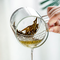 CRISTALGLASS 格娜斯 玻璃茶杯分离水杯月牙过滤网泡茶杯带把绿茶杯茶水分离杯460ml带盖