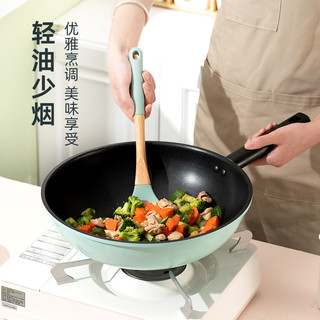张小泉不锈钢炒锅家用平底炒菜无涂层不粘锅电磁炉燃气灶专用1648