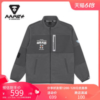 AAPE+男装秋冬字母印花猿颜拼接摇粒绒卫衣外套3870XXH