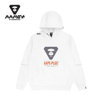 Aape +运动男装秋冬猿颜字母印花拼接袖子休闲连帽卫衣3866XXH
