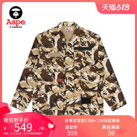 Aape男装春夏猿颜徽章字母印花多口袋迷彩长袖衬衫8341XAE