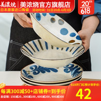 美浓烧 Mino Yaki)日本进口餐盘陶瓷盘子菜盘家用高级感饺子盘备菜盘日式餐具 南国之星
