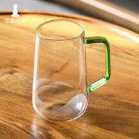 一品工坊高档绿茶泡茶杯茶水分离月牙一体过滤茶杯带把手家用耐高温玻璃杯 沐清杯—青山绿水