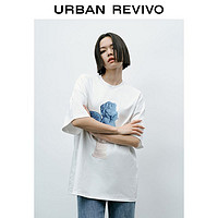 URBAN REVIVO UR2023夏季新款女装文艺风丘皮特图案印花棉质T恤UWU432038