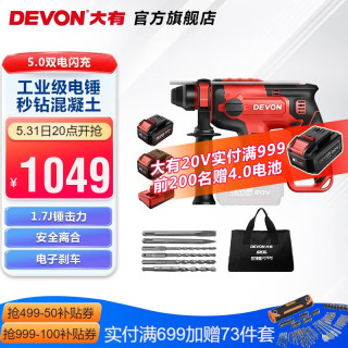 DEVON 大有 5401 多功能无刷锂电锤 5.0Ah 双电闪充 标准套餐