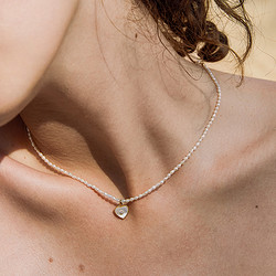 PN 珍珠项链女轻奢小众高级感饰品爱心贝母吊坠米粒颈链新款锁骨链
