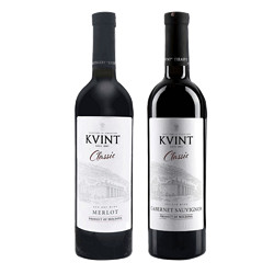 KVINT 克文特 摩尔多瓦原瓶进口 经典赤霞珠+经典梅洛干红葡萄酒 750ml*2 组合装