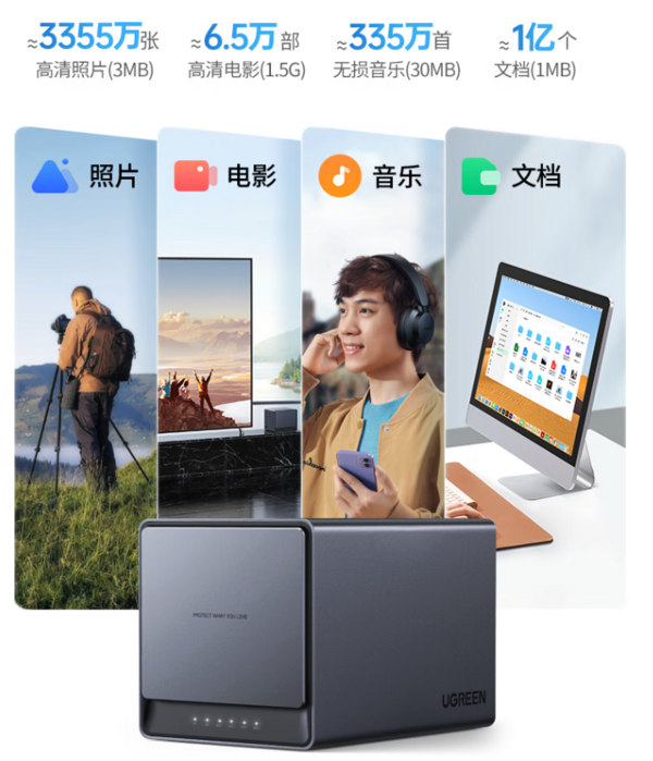 绿联 私有云DX4600 四盘位NAS网络存储（N5105、8GB）