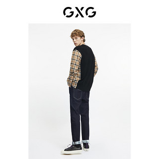 GXG奥莱 21年秋季商场同款潮流休闲时尚深蓝色牛仔裤
