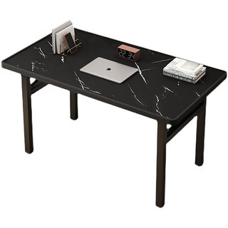 迈亚家具可折叠电脑桌简易家用卧室书桌租房小桌子简约现代学生写字桌 黑色仿理石 升级包边款 100x60x74cm