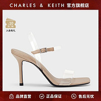 CHARLES & KEITH CHARLES&KEITH;女士时尚透明方头高跟凉鞋CK1-60280350