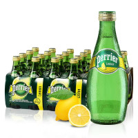 perrier 巴黎水 充气天然矿泉水 青柠味 330ml*24瓶