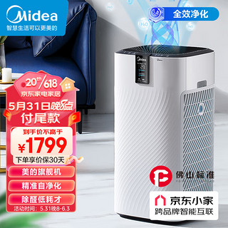 Midea 美的 空气净化器 电除甲醛除雾霾除过敏原 除菌 低耗材家用空气净化器KJ700G-H32Y