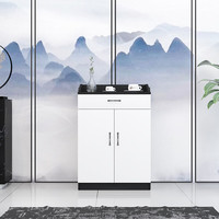佐盛办公柜木质储物柜矮柜客厅餐边柜茶水柜黑+白色 双门单抽款
