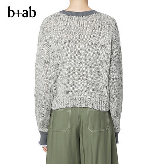 b+ab女装针织毛衣冬季时尚气质微喇拼接袖口F0343S GRL/灰绿色 00M