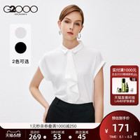 G2000女装衬衫2023年春季新款雪纺荷叶边休闲百搭短袖衬衫