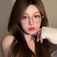 美司超轻高度数眼镜宽边方框透明大框近视可配度数防蓝光H2565 H2566钢琴黑 配1.56变色镜片