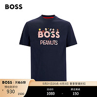 HUGO BOSS 款七夕BOSS X PEANUTS联名针织布T恤 404-深蓝色 L