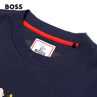 HUGO BOSS 款七夕BOSS X PEANUTS联名针织布T恤 404-深蓝色 S