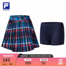 FILA 斐乐 ATHLETICS 女子半身裙 2021春季格子满印运动短裙 玉石白(满印）-PT 170/70A/L