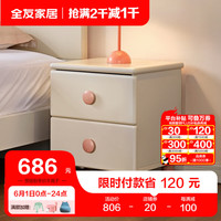 全友(QUANU)儿童床现代简约可爱风板式床单人床EO级环保卧室公主床121378 121378-2儿童床头柜*2