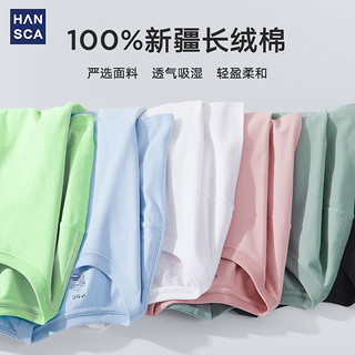 汉斯卡 2022夏季新款纯棉短袖T恤男潮牌白色宽松韩版潮流纯色打底 天蓝 S