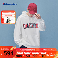 Champion 冠军2023早春新款胸前刺绣LOGO套头连帽卫衣 米白色 S