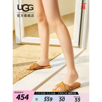 UGG 2023夏季新款女士凉鞋休闲潮流纯色款沙滩交叉十字拖鞋 1142710 CHE 栗色 37