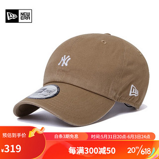 NEW ERA 纽亦华 2023新款MLB软顶弯檐棒球帽子男女刺绣情侣潮帽 12728375-卡其色 OSFM