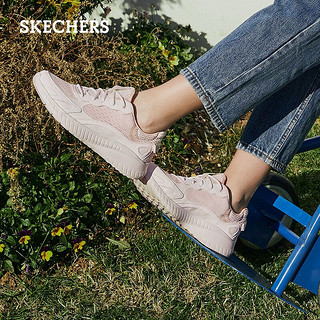 Skechers斯凯奇女鞋夏季运动鞋简约厚底增高缓震透气休闲鞋板鞋 白色/浅粉红色/WLPK 39.5 /265mm