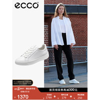 ecco 爱步 小白鞋女简约环保节水科技真皮板鞋休闲运动鞋街头趣闯291143 白色29114301007 38