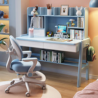 聚林鸟学习桌小学生书桌柜子一体可升降实木书架家用初中生写字桌作业桌 单桌带书架 100*60*135cm