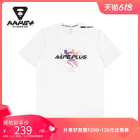 AAPE+运动男装春夏撞色渐变字母图案印花潮流圆领短袖T恤0778XXG