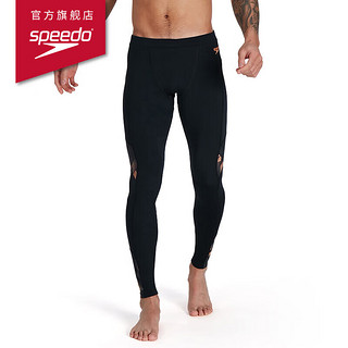 Speedo/速比涛 ECO环保系列 男子长款防晒抗氯贴合舒适泳裤 813219H054 黑色/橘色 L