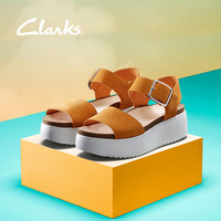 Clarks 其乐 女鞋夏季时尚罗马简约真皮一字带休闲松糕鞋厚底凉鞋女