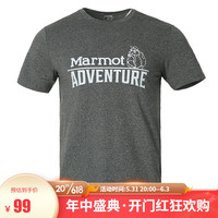 土拨鼠(Marmot)春夏户外运动轻柔软棉感速干短袖T恤男 石南曜石黑5608 L 欧码偏大