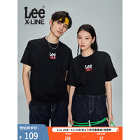 李 Lee XLINE23春夏新品舒适版印花多色男女同款短袖T恤LUT0054714LE 黑色（尺码偏大，小一码购买） L