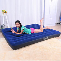 INTEX 64757升级版单人加大线拉充气床 条纹植绒气垫床家用便携午休床加厚户外帐篷垫折叠床