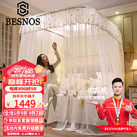 俾斯诺斯（BESNOS）轻奢新款绣花防尘加密帐纱可升降导轨蚊帐加厚铝合金支架 星月 1.8m床